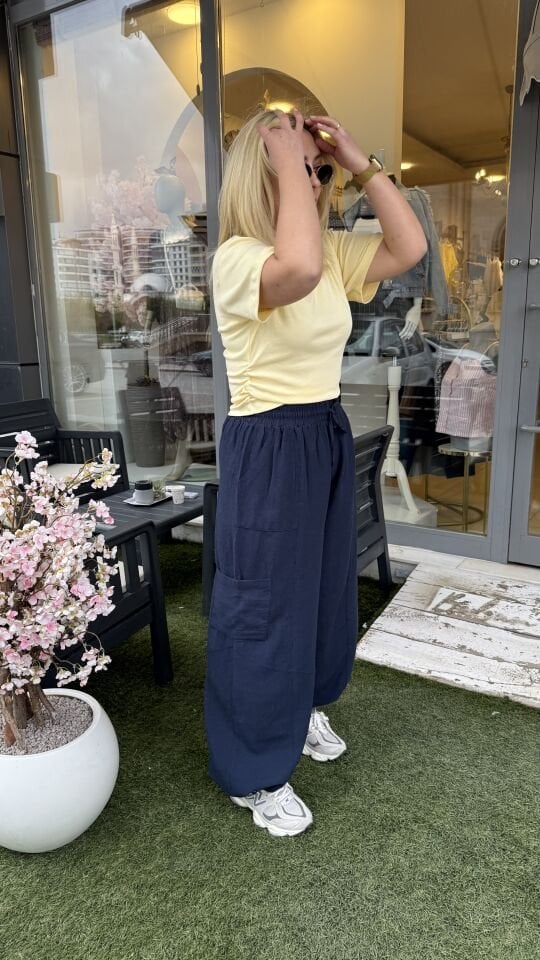 Yan Drape Detay Pamuk Kısa Kol Tshirt