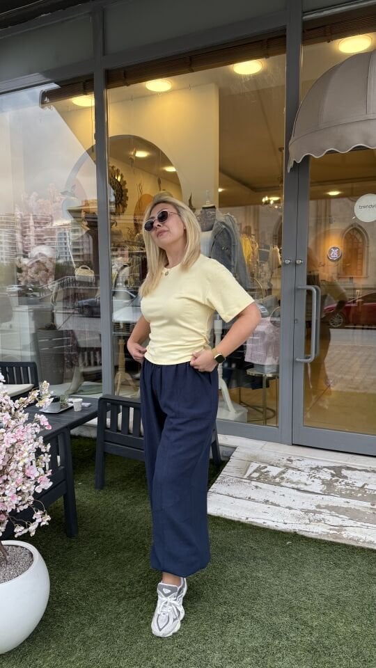 Yan Drape Detay Pamuk Kısa Kol Tshirt