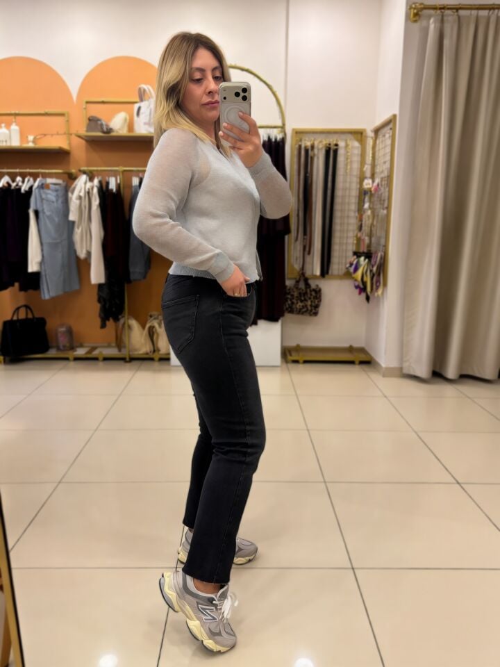 Zr Füme Renk Likralı Boyfit Jean Pantolon