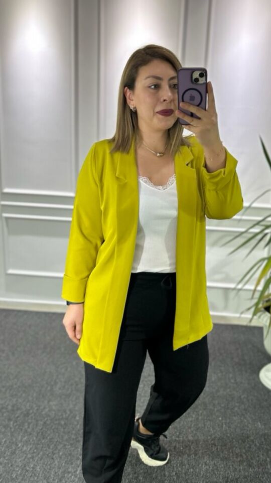 Olive Rengi Şal Yaka Astarsız Ceket