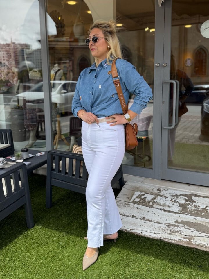 Zra Full Likralı Premium Boyfit Jean-Beyaz