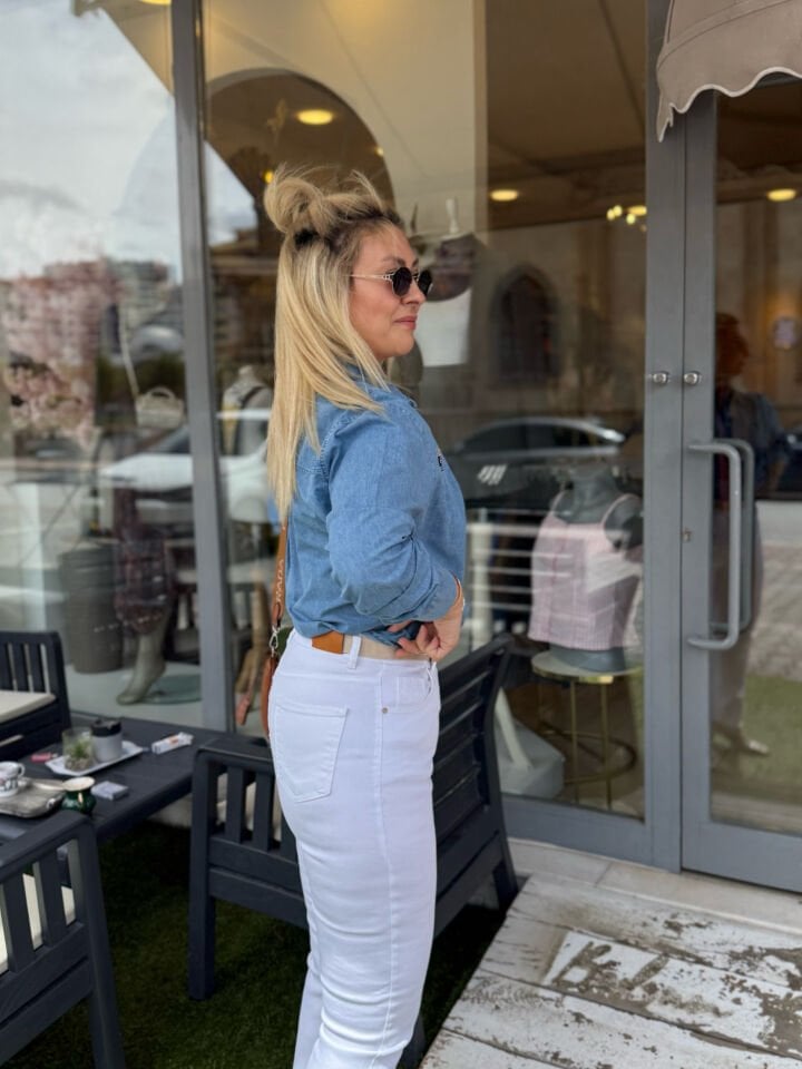 Zra Full Likralı Premium Boyfit Jean-Beyaz