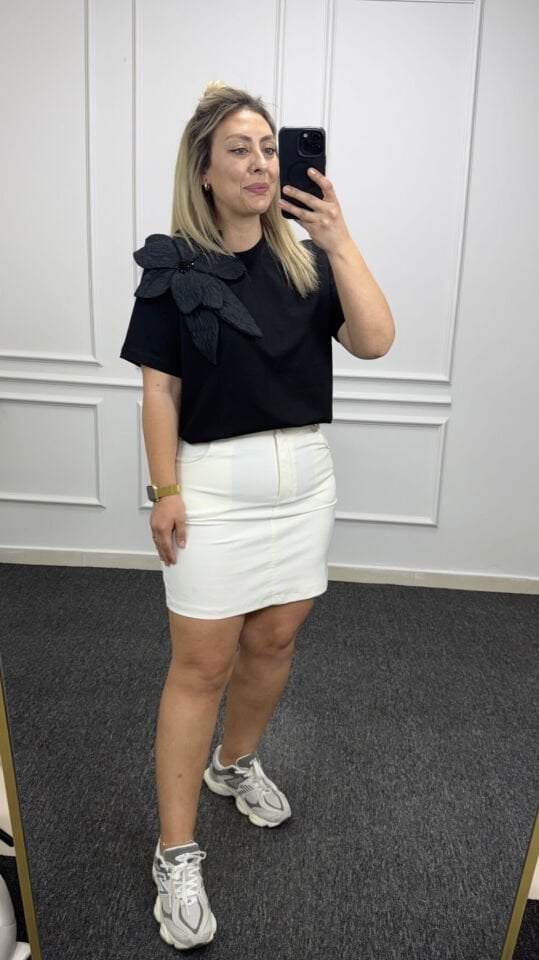 İnce Denim Likralı Etek