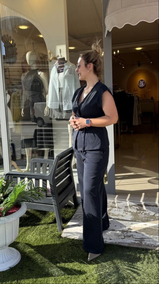 Denim Görünümlü Çelik Kumaş Takım