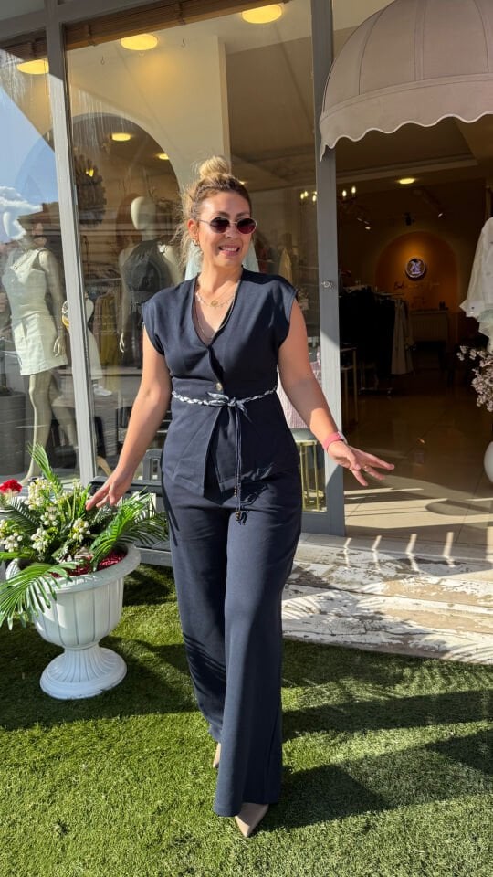 Denim Görünümlü Çelik Kumaş Takım