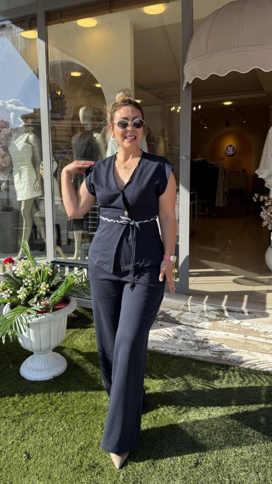 Denim Görünümlü Çelik Kumaş Takım