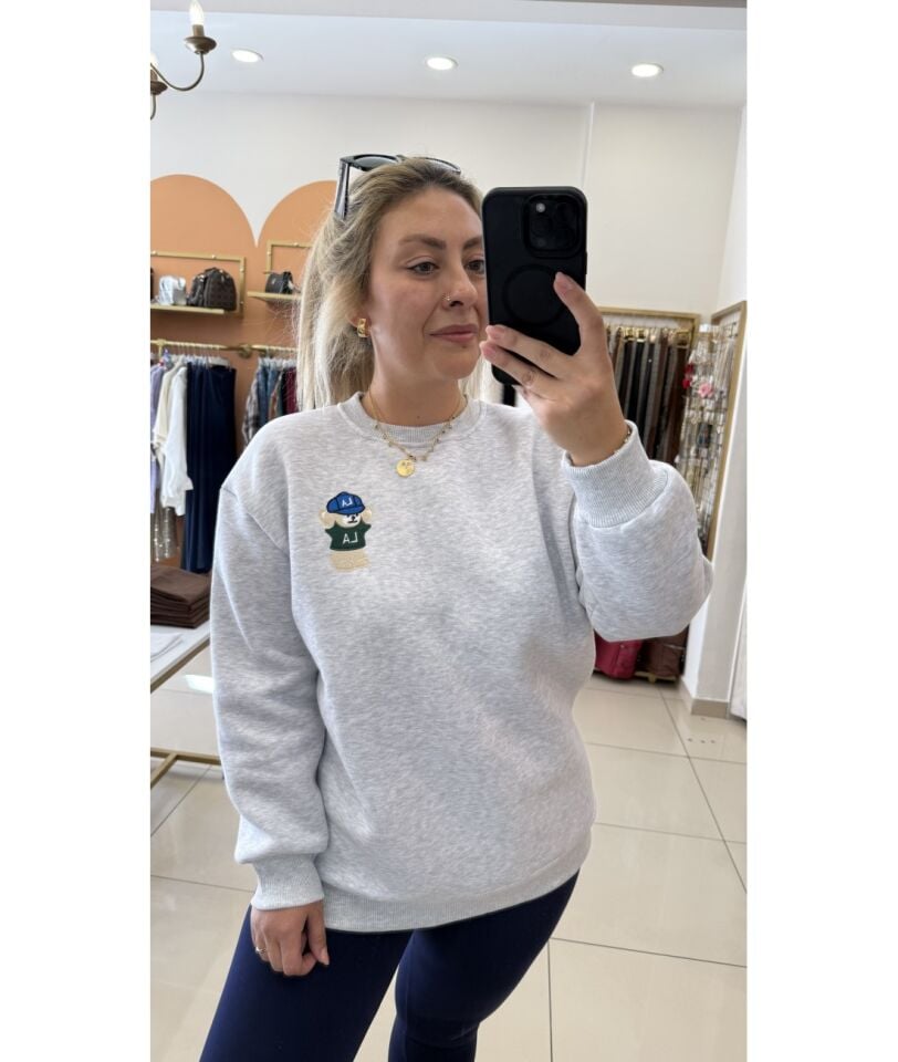 Bymn Gri Şardonlu Sweat