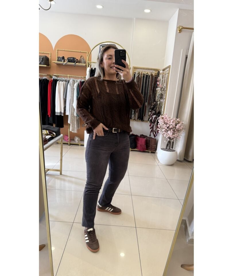 Zra Yıkama Kahve Boyfit Jean Pantolon