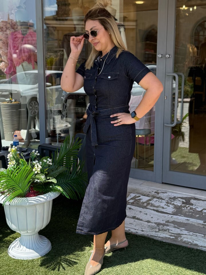 Denim Likralı Fit Elbise