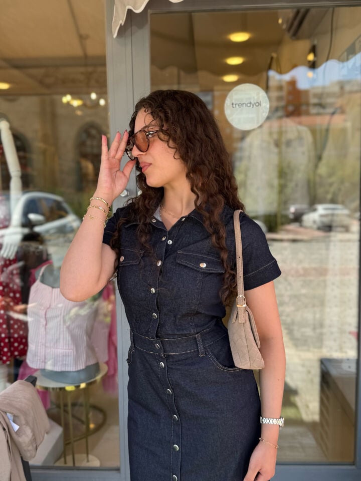 Denim Likralı Fit Elbise