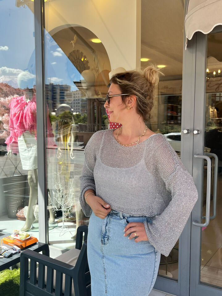 Pullu Taşlı Beach Crop Top