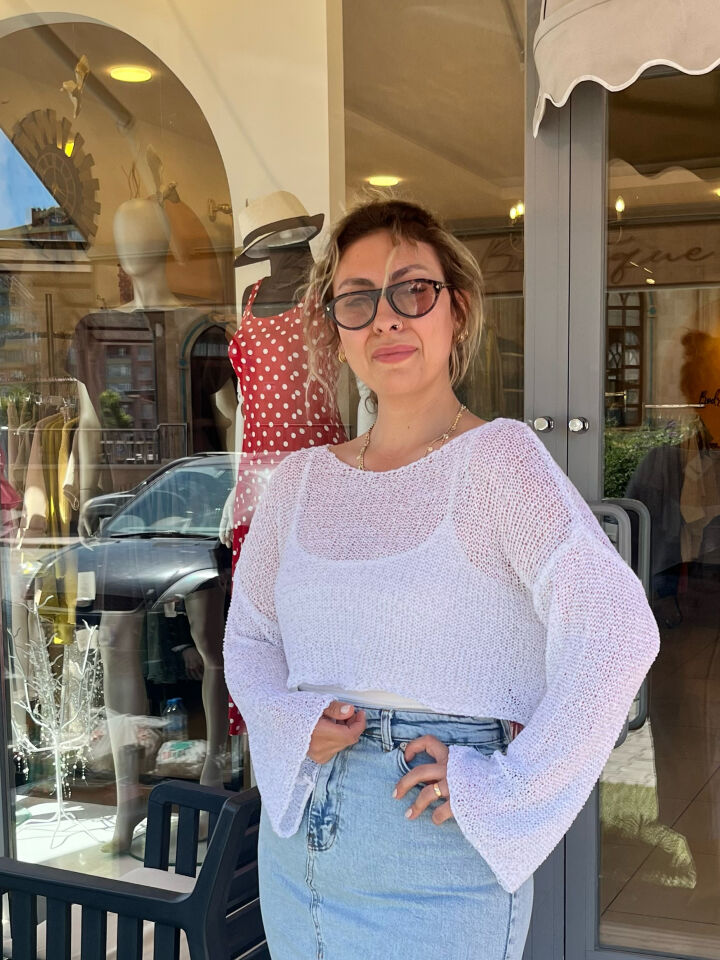 Pullu Taşlı Beach Crop Top