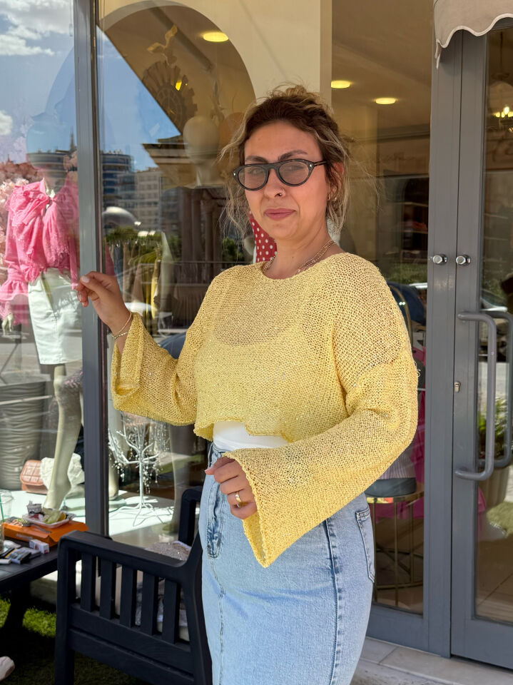 Pullu Taşlı Beach Crop Top