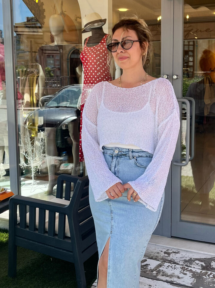Pullu Taşlı Beach Crop Top