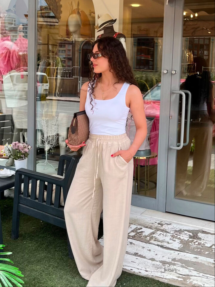 Premium Tensel Beli Lastikli Pantolon