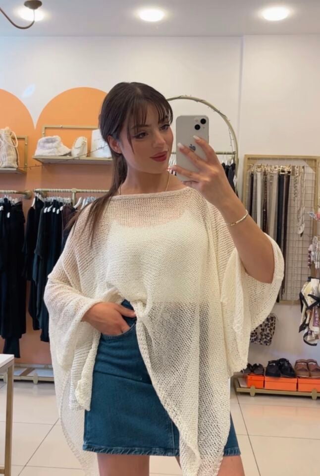 Pullu Pelerin Bluz