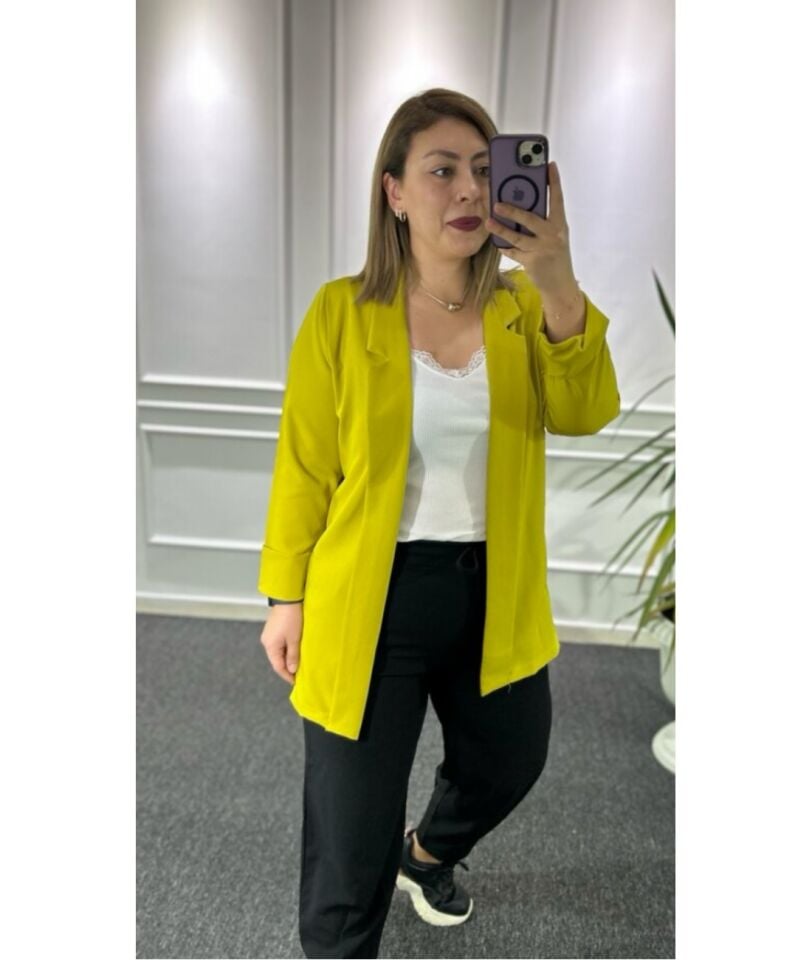 Olive Rengi Şal Yaka Astarsız Ceket