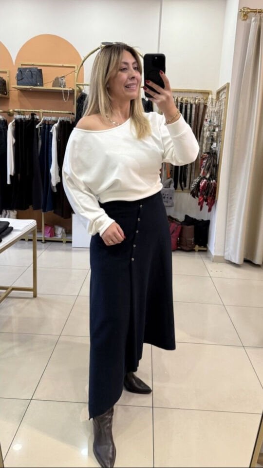 Zra Muadili Lacivert Selanik Kumaş Asimetrik Etek