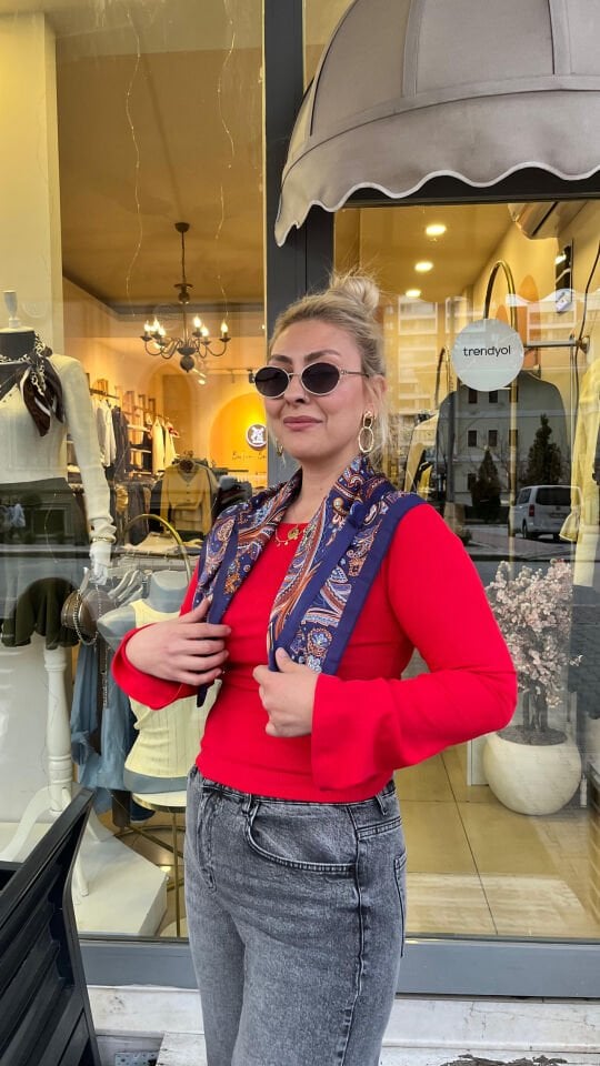 İspanyol Kol Basic Fitilli Pamuk Bluz