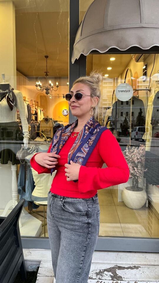 İspanyol Kol Basic Fitilli Pamuk Bluz