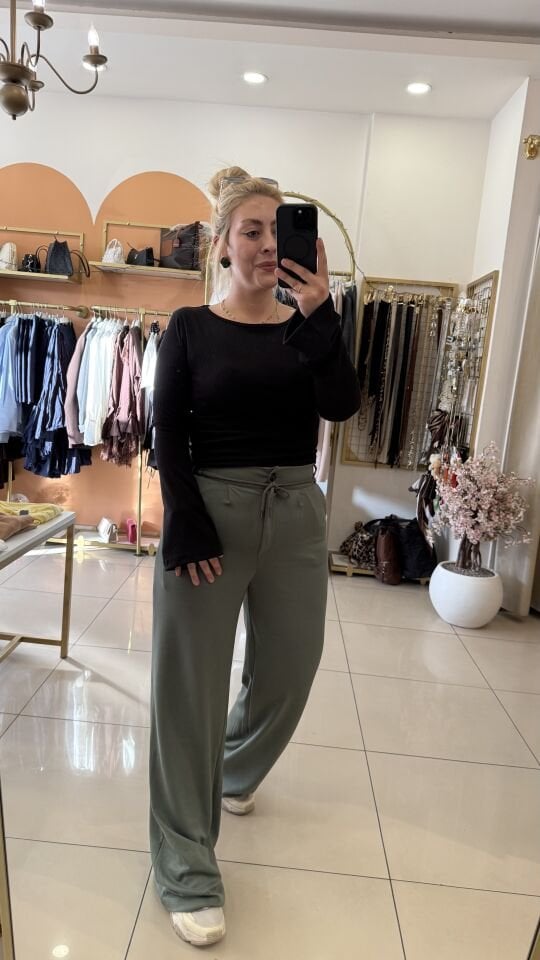 İspanyol Kol Basic Fitilli Pamuk Bluz