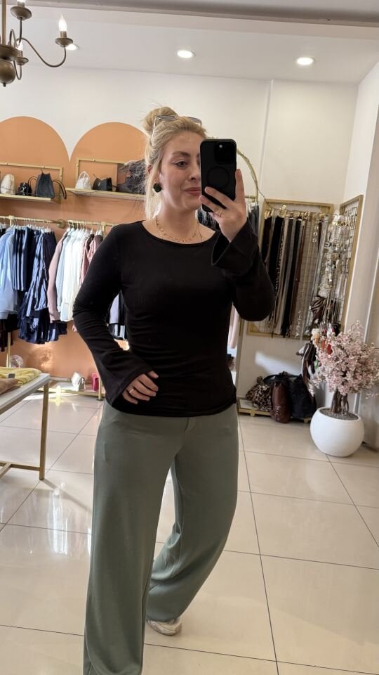 İspanyol Kol Basic Fitilli Pamuk Bluz