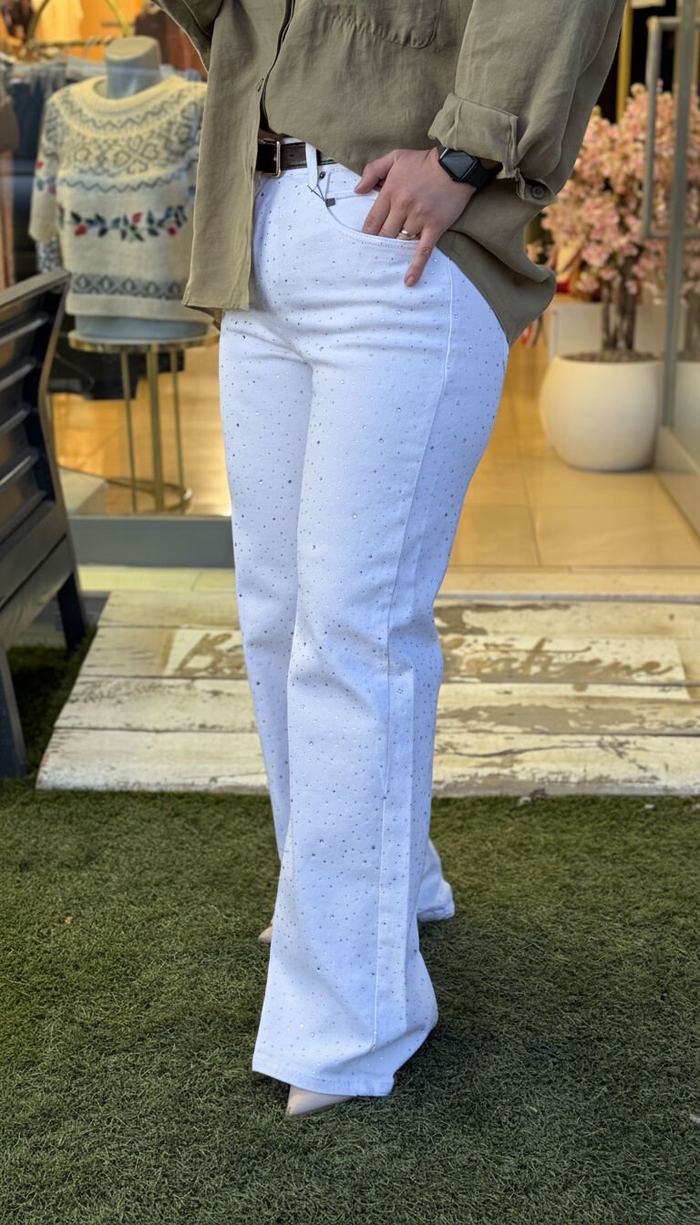 Massi Beyaz Taşlı Likralı Jean Palazzo