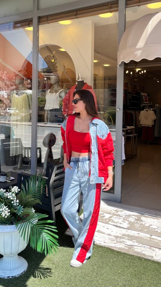 Yan Paraşüt Detay Denim Pantolon