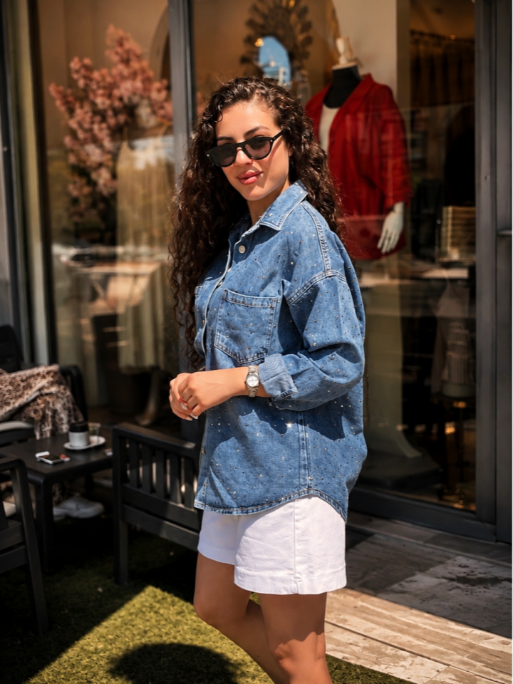 Premium Taşlı Denim Gömlek & Ceket