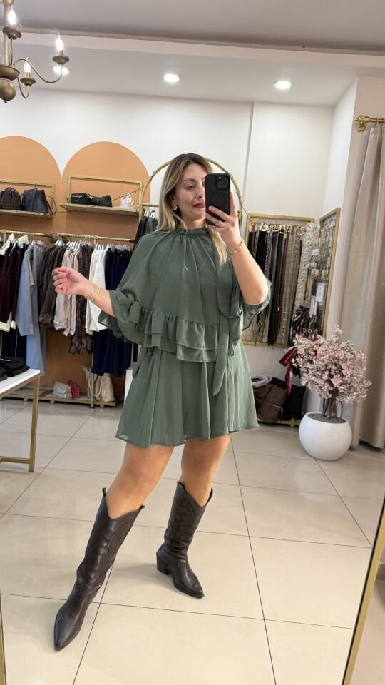 Luna Şifon Pelerinli Elbise