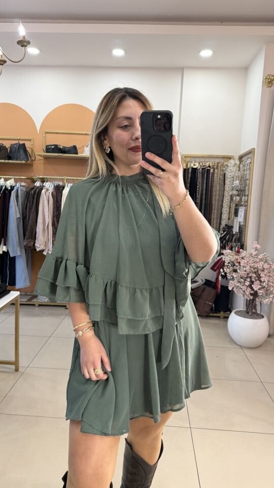 Luna Şifon Pelerinli Elbise