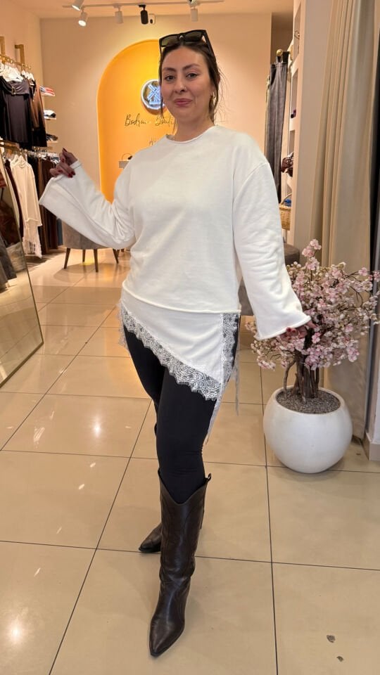 Zra Muadili Saten Detay Pamuk Sweat