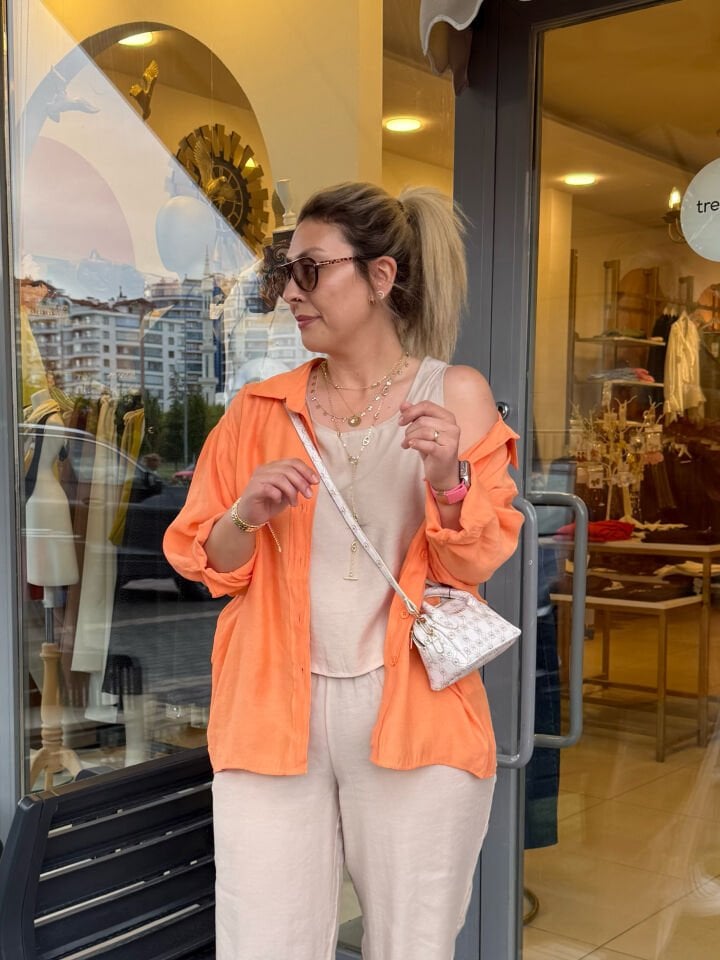 Kristal Tensel Oversize Gömlek