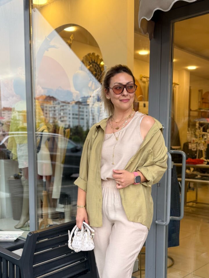 Kristal Tensel Oversize Gömlek