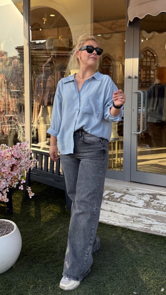 Kristal Tensel Oversize Gömlek