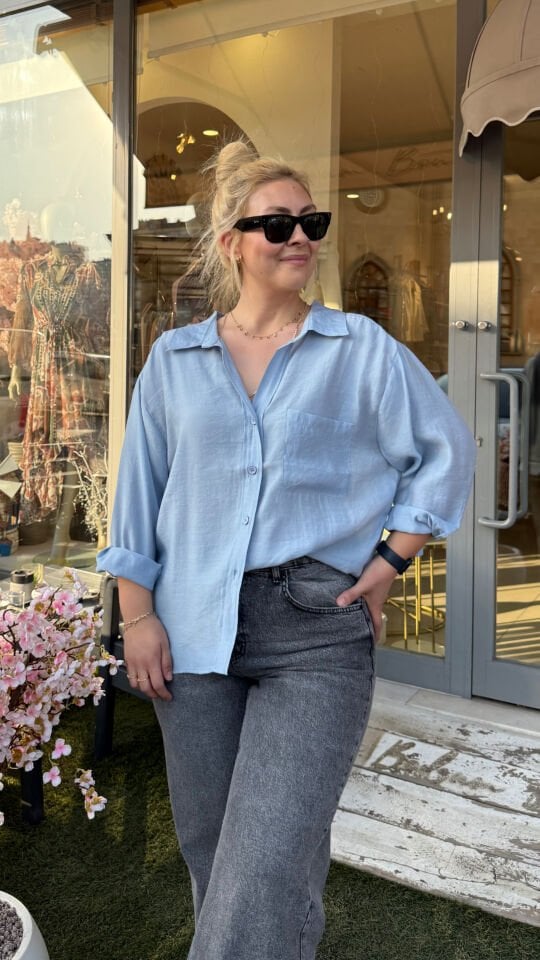 Kristal Tensel Oversize Gömlek