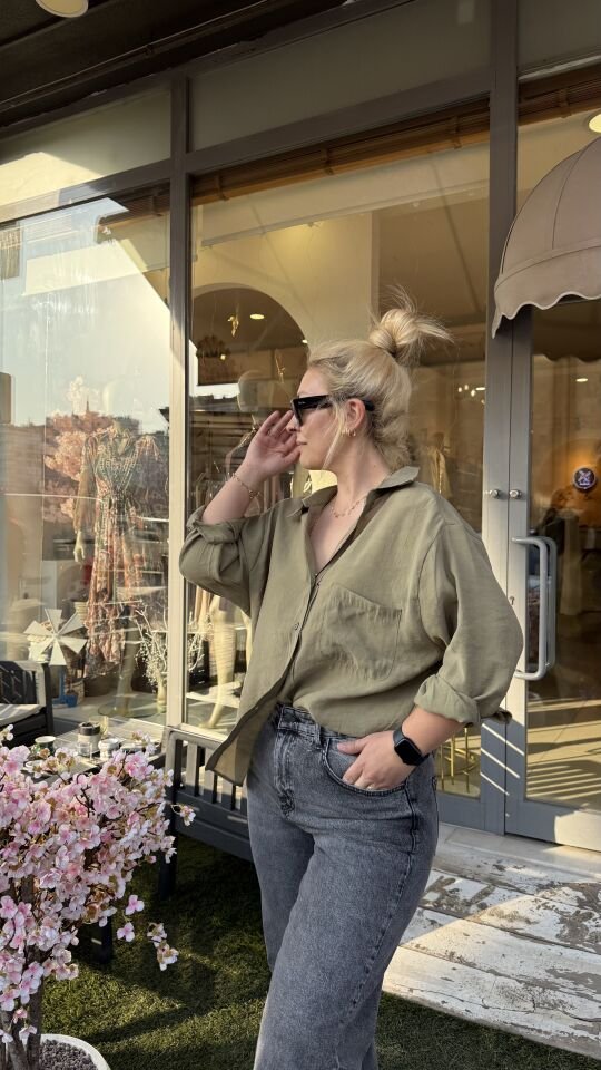 Kristal Tensel Oversize Gömlek