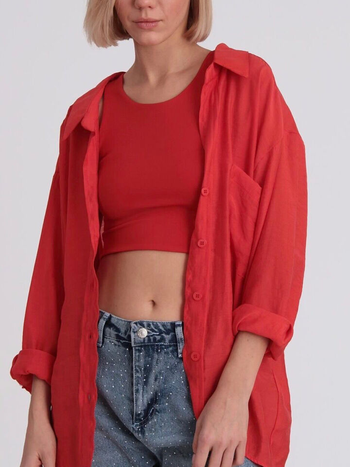 Kristal Tensel Oversize Gömlek