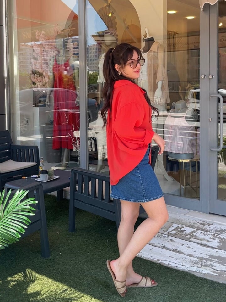 Kristal Tensel Oversize Gömlek