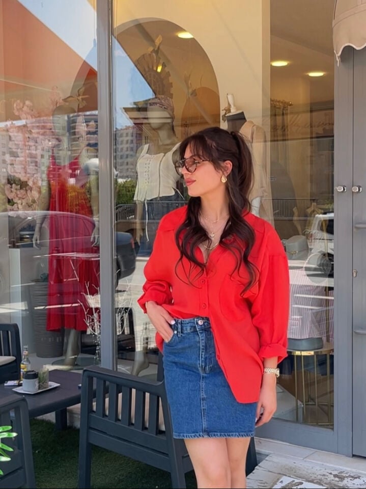 Kristal Tensel Oversize Gömlek