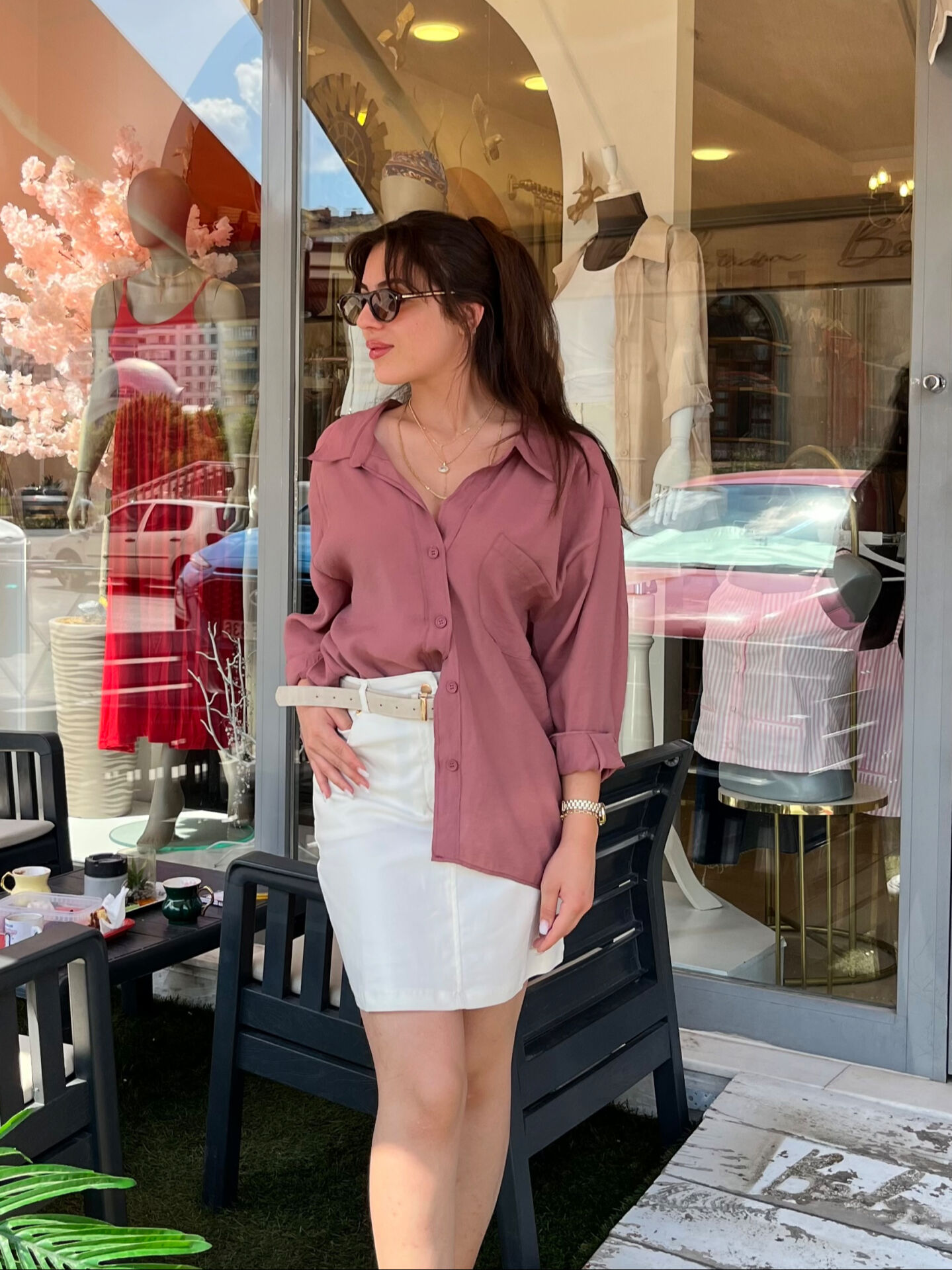 Kristal Tensel Oversize Gömlek