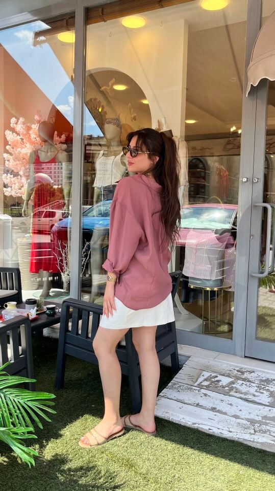 Kristal Tensel Oversize Gömlek