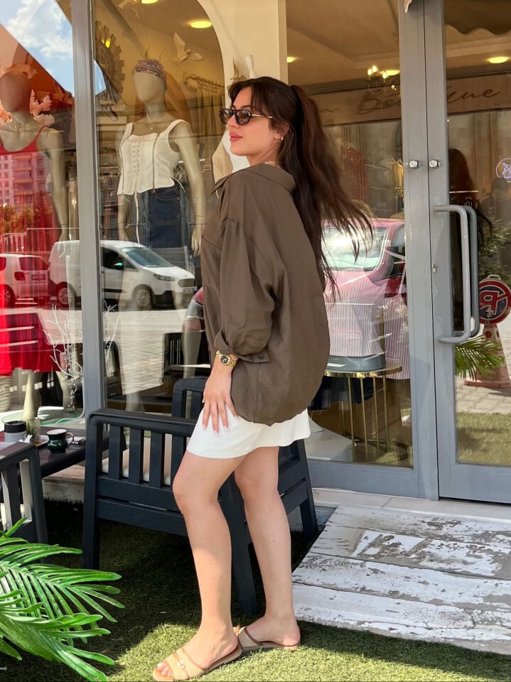 Kristal Tensel Oversize Gömlek