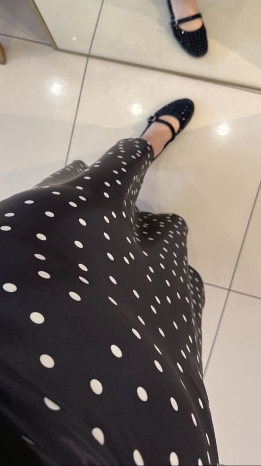 Luna Puantiye Saten Etek