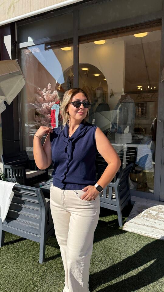 Merserize Şal Yala Detay Düğmeli Yelek&Bluz