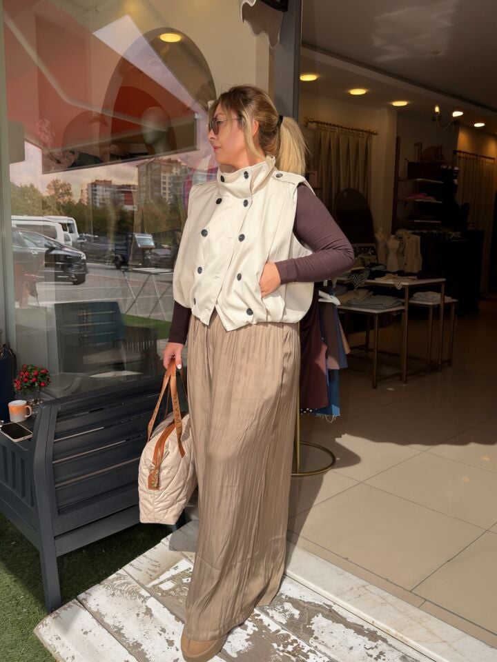 Premium Kalite Dökümlü Saten Pantolon