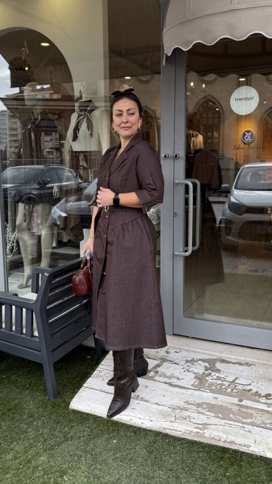 Premium Likralı Denim Elbise