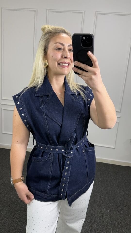 Tasarım Drop Çakım Detay Jean Yelek