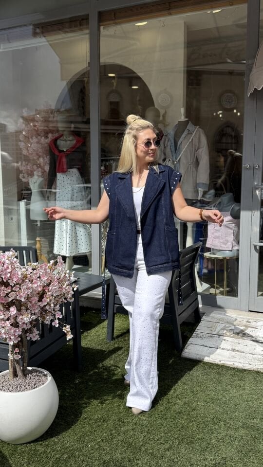 Tasarım Drop Çakım Detay Jean Yelek