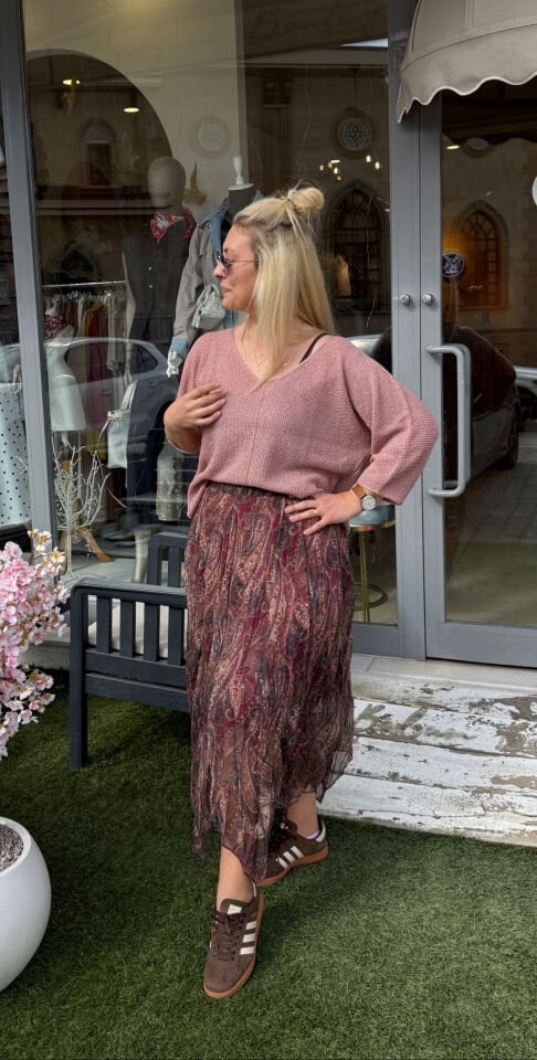 Şal Desen Şifon Asimetrik Etek